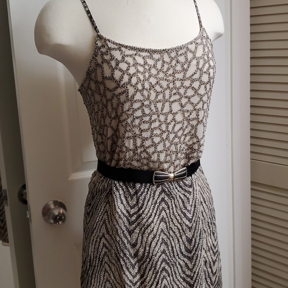 Parker Silk Sequin Animal Print Dress Sz S